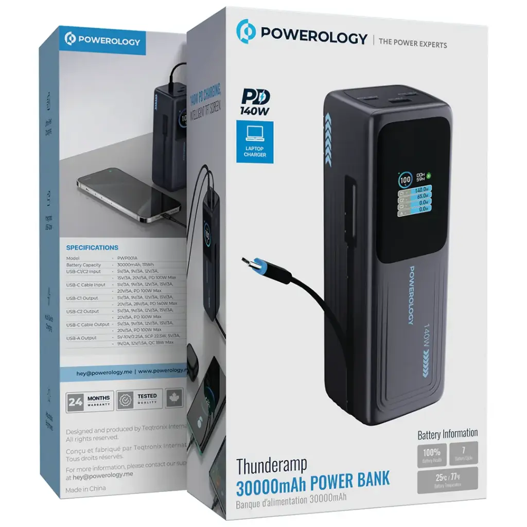 POWEROLOGY THUNDERAMP 30000MAH POWER BANK GRAY PWP001ADGY thumbnail 3