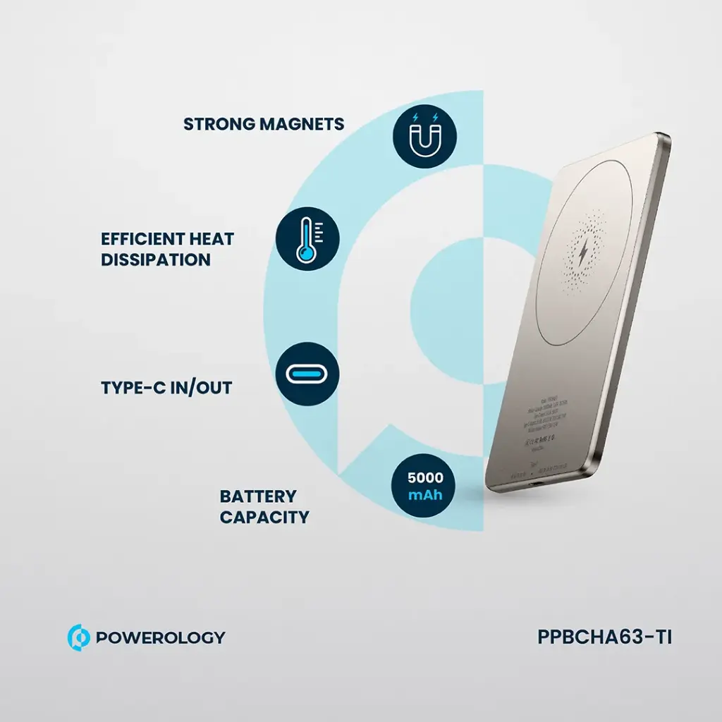 POWEROLOGY ULTRA THIN 5000MAH MAGSAFE POWERBANK TITANIUM PBCHA63-TI thumbnail 10