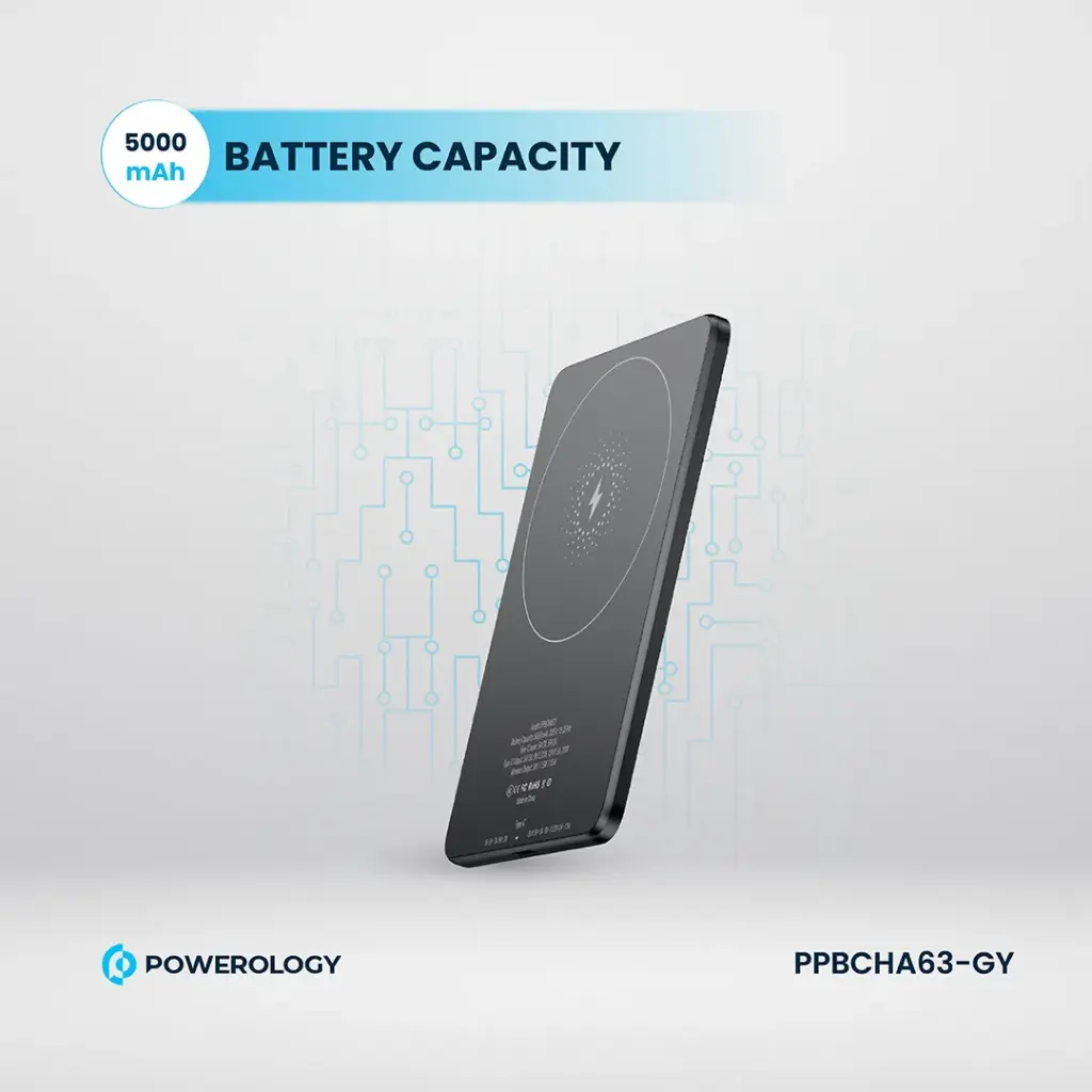 POWEROLOGY ULTRA THIN 5000MAH MAGSAFE POWERBANK GREY PBCHA63-GY thumbnail 6