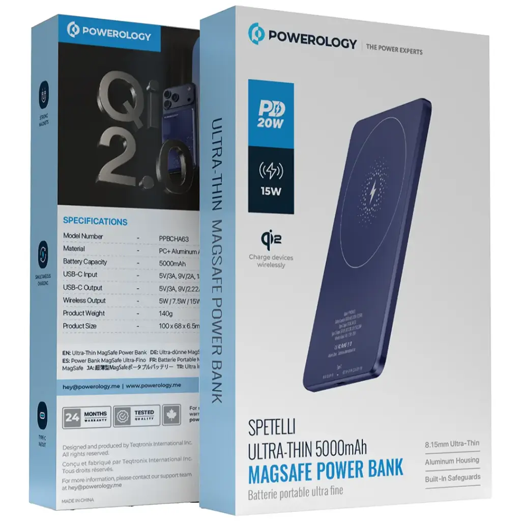 POWEROLOGY SPETELLI ULTRA THIN 5000MAH MAGSAFE POWER BANK BLUE PPBCHA63BU thumbnail 8