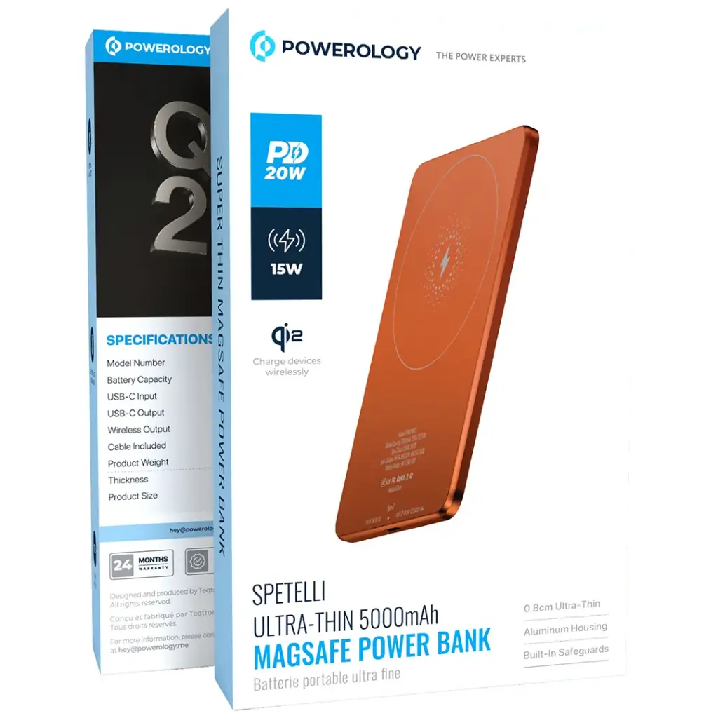 POWEROLOGY SPETELLI ULTRA THIN 5000MAH MAGSAFE POWER BANK ORANGE PPBCHA63OG thumbnail 7