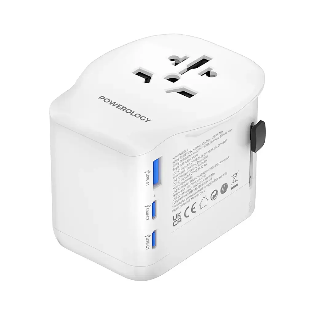 POWEROLOGY UNIVERSAL TRAVEL ADAPTER PD 45W 2300W WHITE PWCUQC043 thumbnail 7