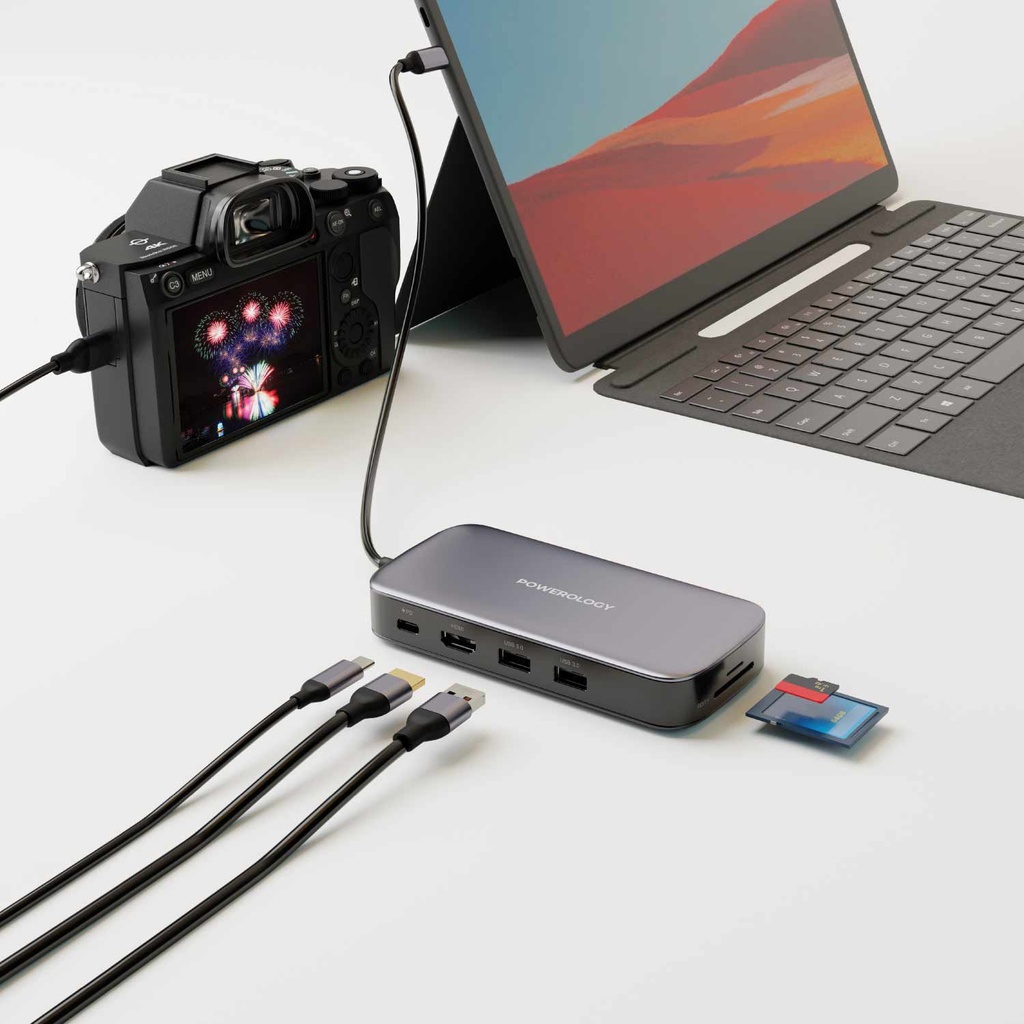 POWEROLOGY 256GB USB C AND SSD DRIVE ALL IN ONE CONNECTIVITY AND STORAGE 100W PWDSHB256 thumbnail 4