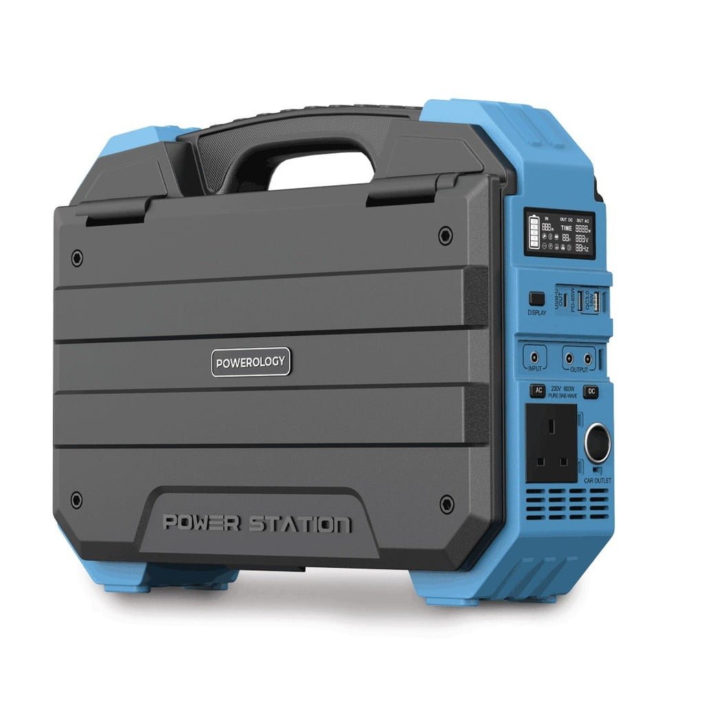 POWEROLOGY 600W PORTABLE GENERATOR INTEGRATED SOLAR PANEL BLUE thumbnail 3