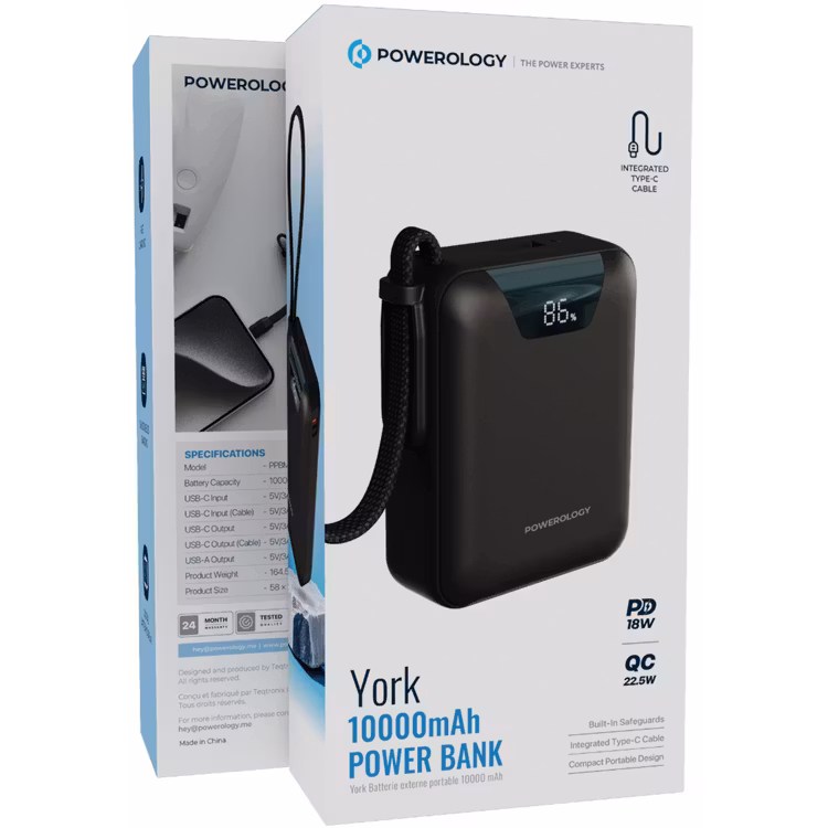 POWEROLOGY YORK 10000MAH POWERBANK BLACK PPBM101BK thumbnail 2