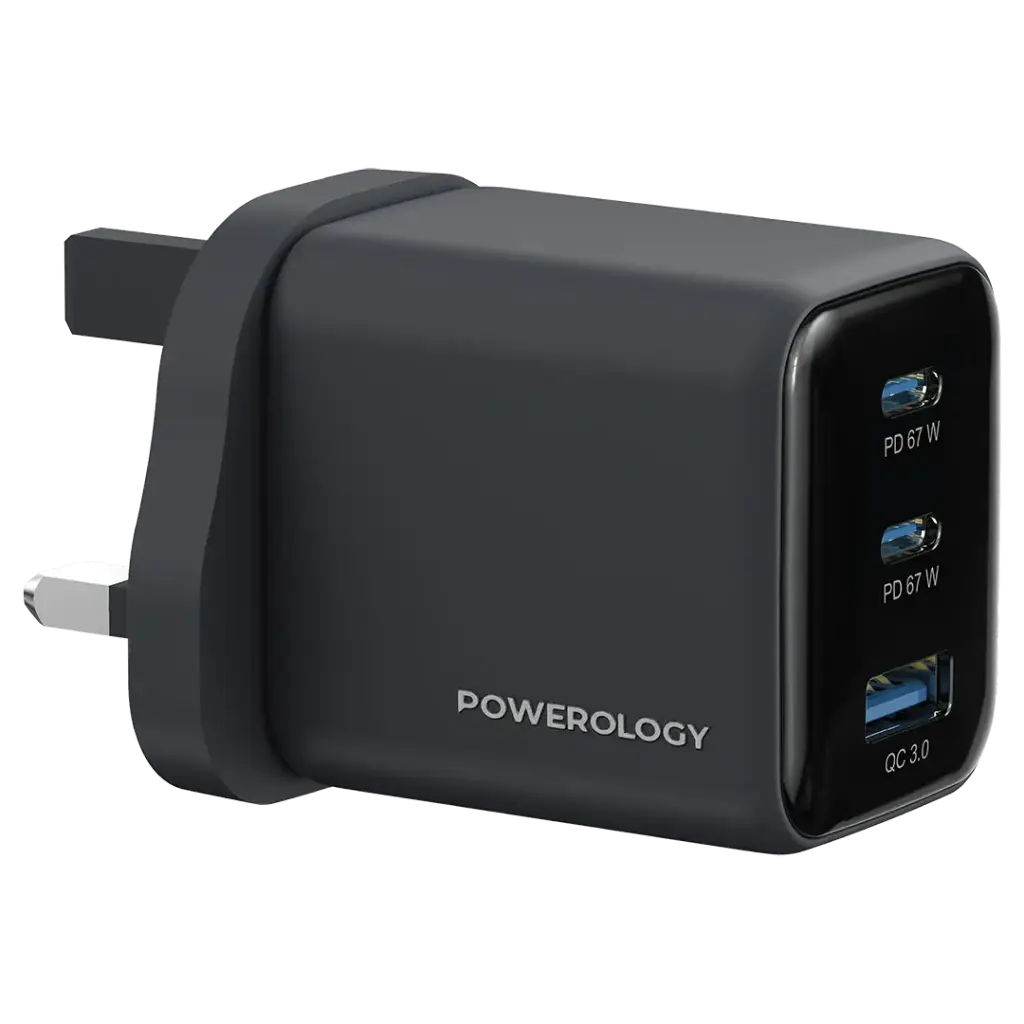 POWEROLOGY VOLT-X 67W MULTI PORT GAN WALL CHARGER PD67W BLACK PWP5467BK thumbnail 3