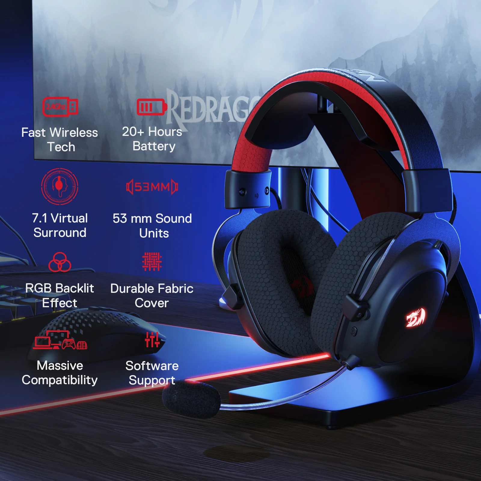 REDRAGON ZEUS PRO WIRELESS HEADSET H510-PRO thumbnail 3