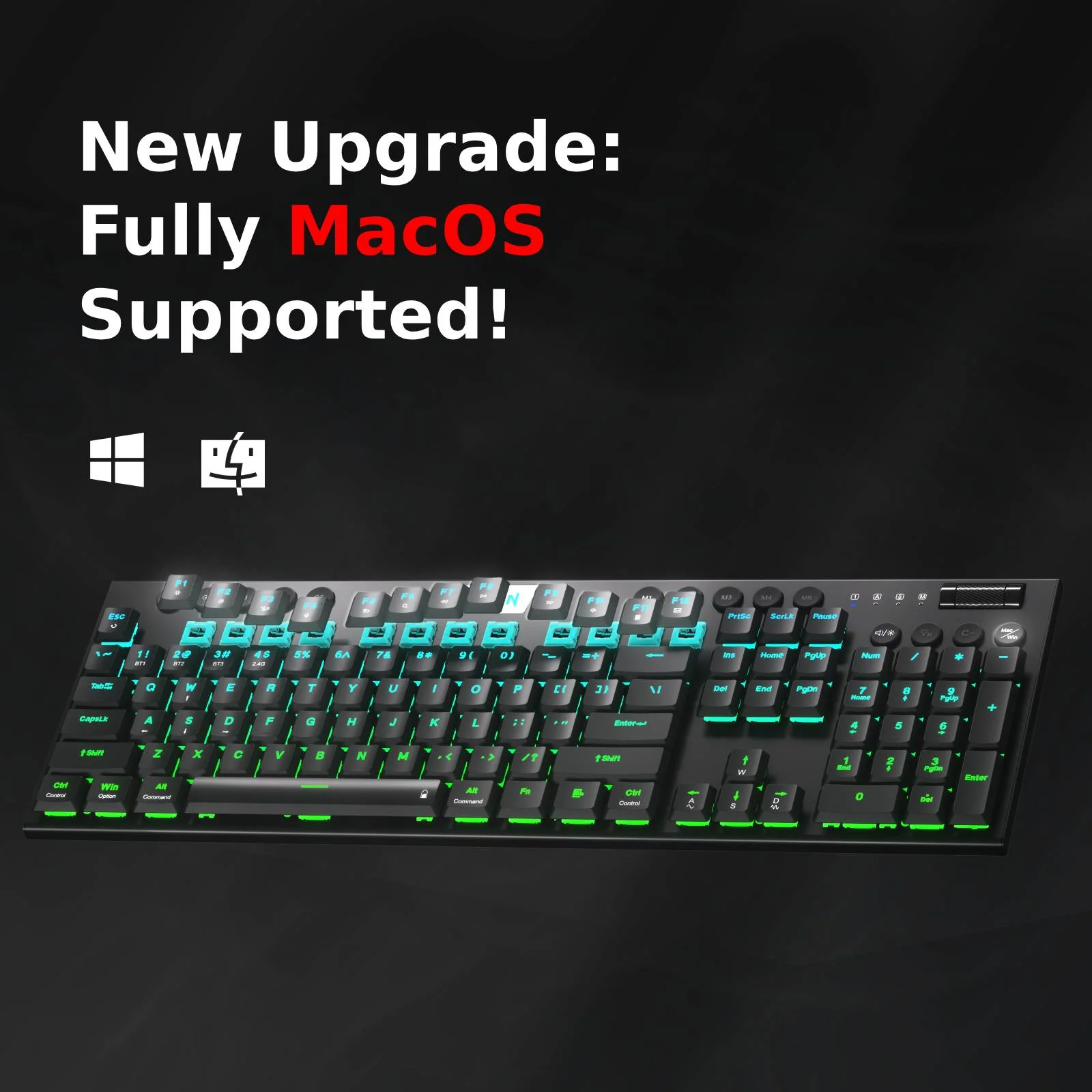 Redragon Horus Wireless RGB Mechanical Keyboard (K618RGB-Pro, Red Switches) - Ultra-Thin Design with Dynamic Lighting thumbnail 11