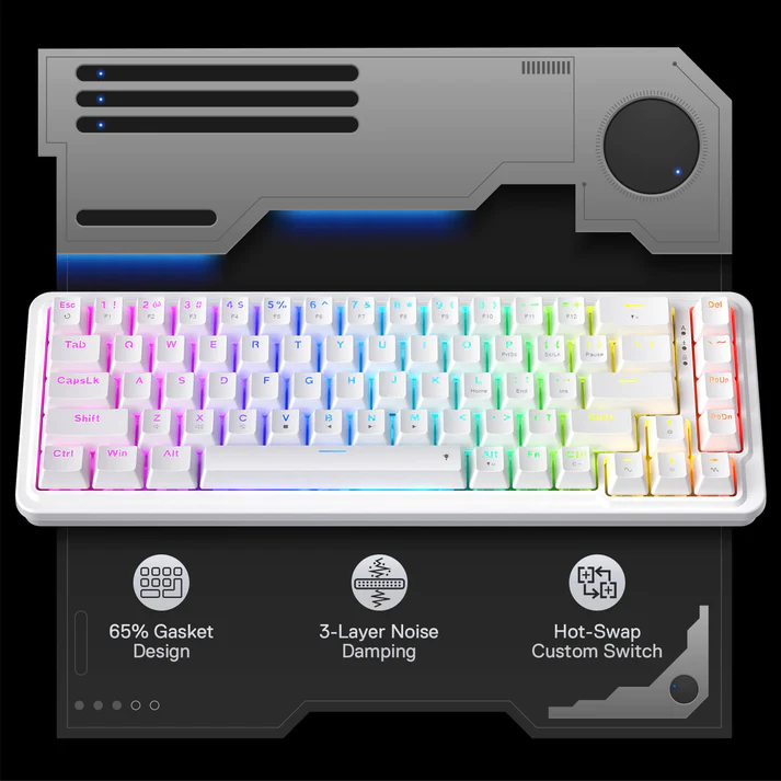 REDRAGON NOVA 68 KEYS WIRED GAMINGB KEYBOARD WHITE K709W-RGB thumbnail 12
