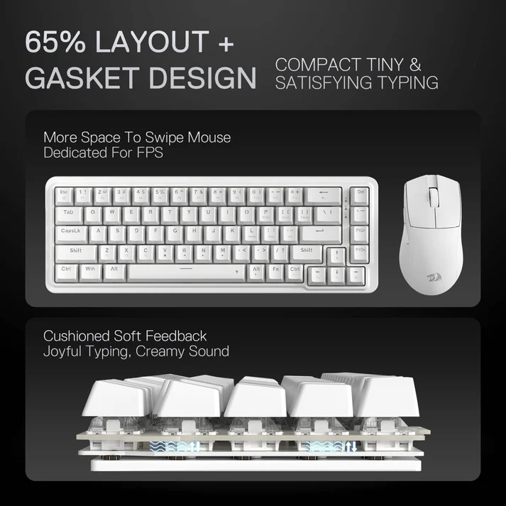 REDRAGON NOVA 68 KEYS WIRED GAMINGB KEYBOARD WHITE K709W-RGB thumbnail 8