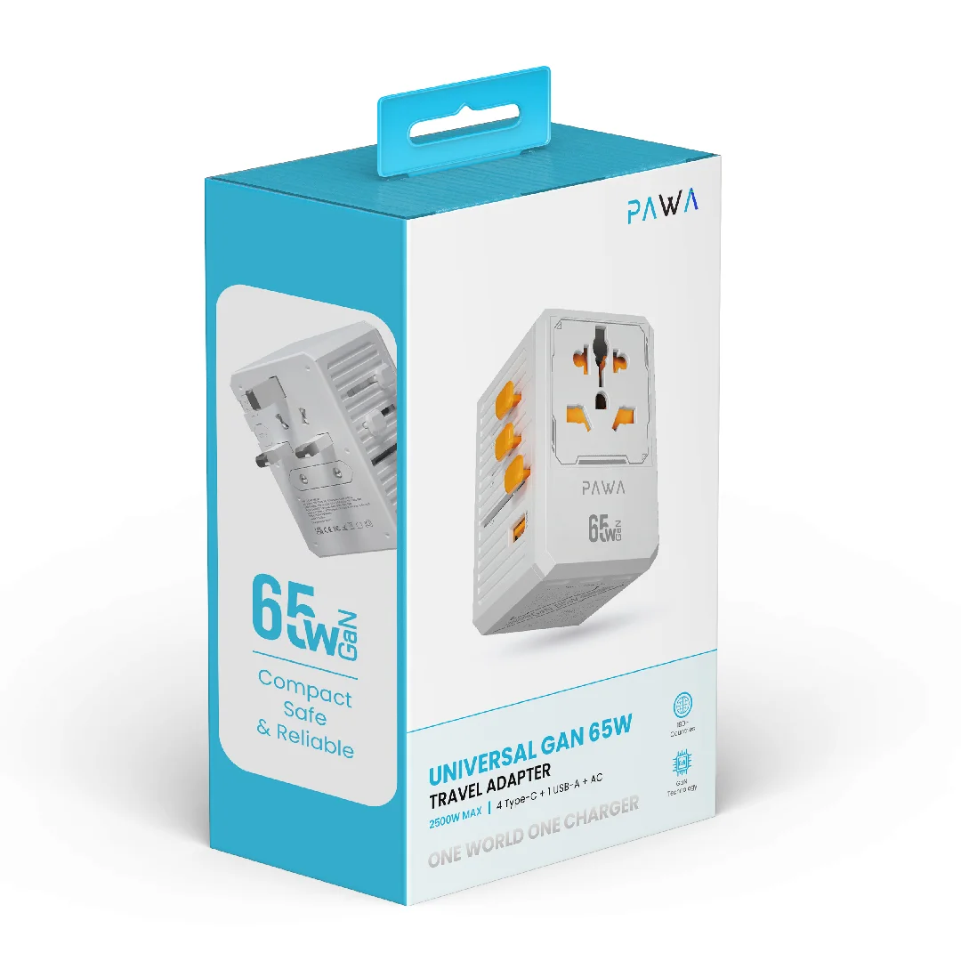 PAWA UNIVERSAL GAN 65W TRAVEL ADAPTER WHITE PW-TCUTA65W-WH thumbnail 6