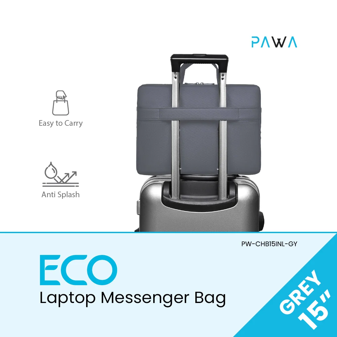 PAWA ECO LAPTOP MESSENGER BAG 15 INCH GREY PW-CHB15INL-GY thumbnail 7