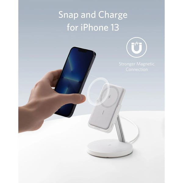 Anker 633 Magnetic Wireless Charger – Foldable MagGo Stand with 5,000 mAh Battery & 25 W USB‑C, White (B25A7221) thumbnail 9