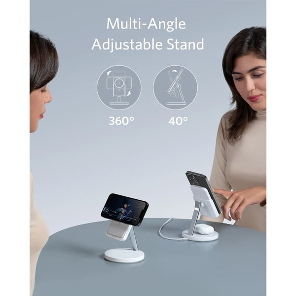 Anker 633 Magnetic Wireless Charger – Foldable MagGo Stand with 5,000 mAh Battery & 25 W USB‑C, White (B25A7221) thumbnail 7