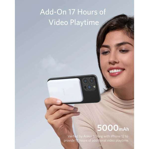 Anker 633 Magnetic Wireless Charger – Foldable MagGo Stand with 5,000 mAh Battery & 25 W USB‑C, White (B25A7221) thumbnail 6