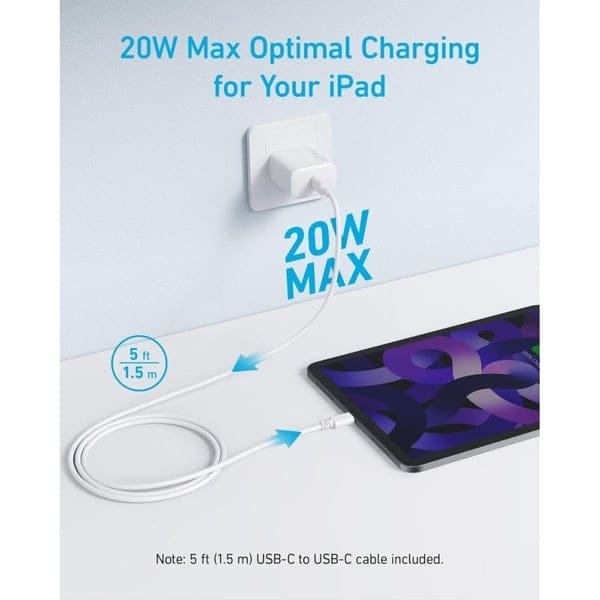 ANKER SELECT CHARGER 20W WITH USB C CABLE WHITE B2347K21 thumbnail 3