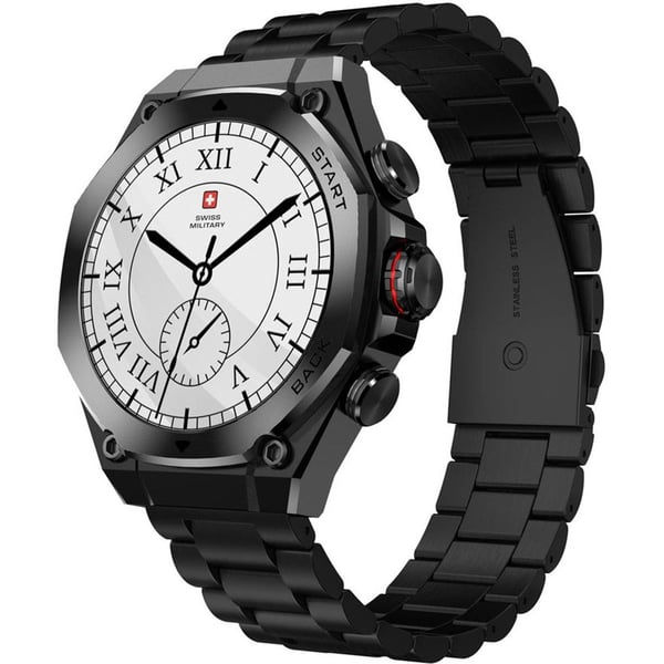 SWISS MILITARY DOM 6 WATCH WITH GUN METAL STRAP BLACK SM-WCH-DOM6-BLKGUNMS thumbnail 5