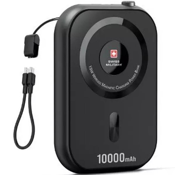 SWISS MILITARY 10000MAH 3 IN 1 WIRELESS MAGNETIC CHARGING PORTABLE POWERBANK BLACK thumbnail 9