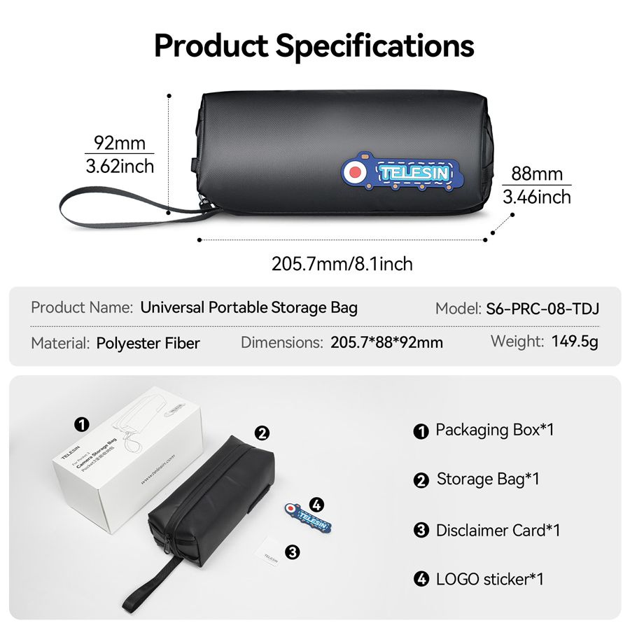 TELESIN POCKET 3 CAMERA STORAGE BAG S6-PRC-08-TDJ thumbnail 11