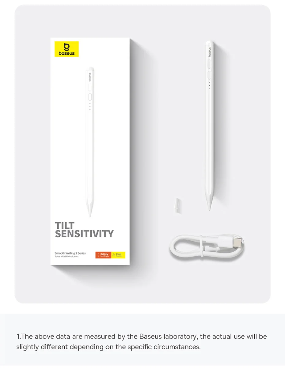 BASEUS SMOOTH WRITING 2 SERIES STYLUS LITE WITH LED INDICATORS ACTIVE WIRELESS VERSION MOON WHITE BS-PS043 thumbnail 4
