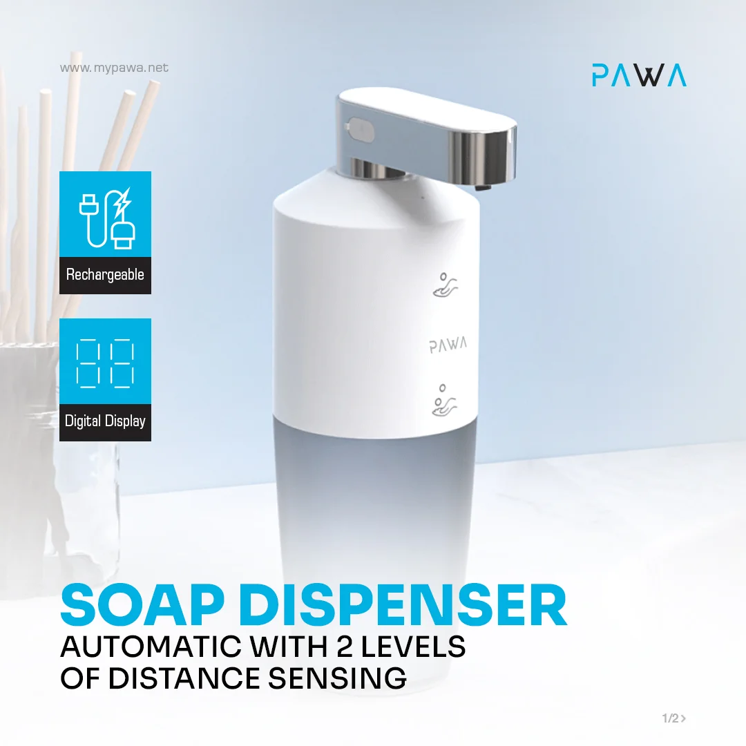 PAWA SOAP DISPENSER AUTOMATIC WITH 2 LEVELS OF DISTANCE SENSING WHITE PW-LFSTAMSD-WH thumbnail 5