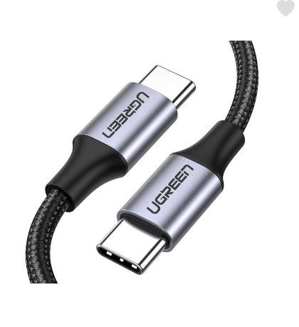UGREEN USB-C TO USB-C ROUND CABLE 2.0 NICKEL PLATING ALUMINUM SHELL 1M GRAY BLACK 50150 thumbnail 3