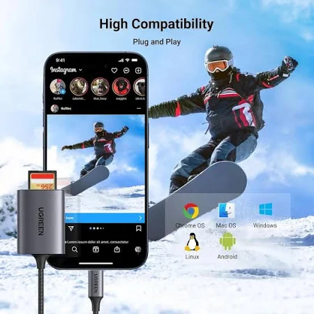 UGREEN USB-C MULTIFUNCTION SD/TF MEMORY CARD READER 80888 thumbnail 9