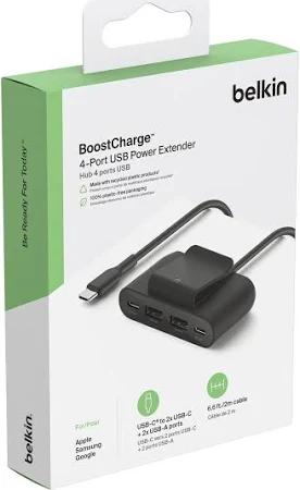BELKIN BOOSTCHARGE 4 PORT USB POWER EXTENDER BLACK BUZ001BT2MBKB7 thumbnail 11