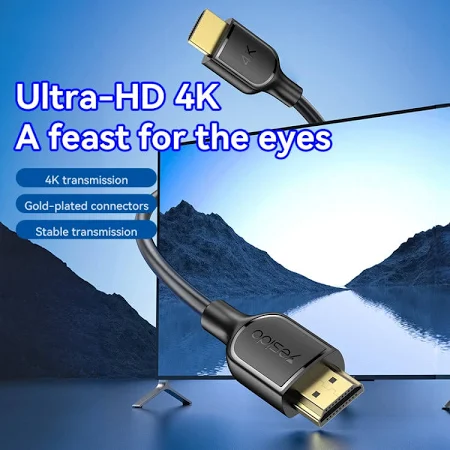 YESIDO 4K 30HZ HDMI TO HDMI CABLE 1.8M BLACK HM16 thumbnail 12