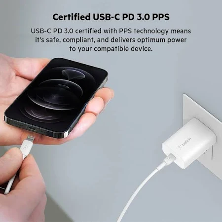BELKIN BOOST CHARGE 25W USB C WALL CHARGER WHITE WCA004MYWH thumbnail 10