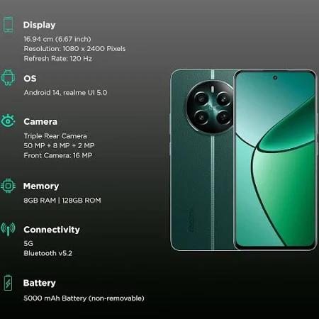 REALME 12 PLUS 5G 512GB 12GB RAM PIONEERGREEN RMX3867 thumbnail 8