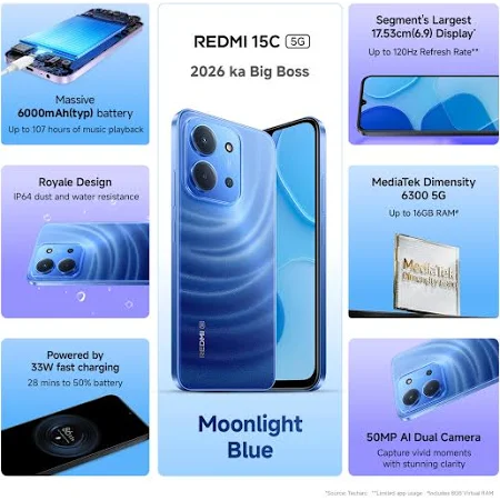MI REDMI 15C 4GB RAM 128GB ROM MOONLIGHT BLUE thumbnail 11