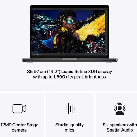 APPLE MACBOOK PRO 14 INCH M4 CHIP 10 CORE CPU 10 CORE GPU 16GB 1TB SPACE BLACK ARABIC MW2V3 thumbnail 7