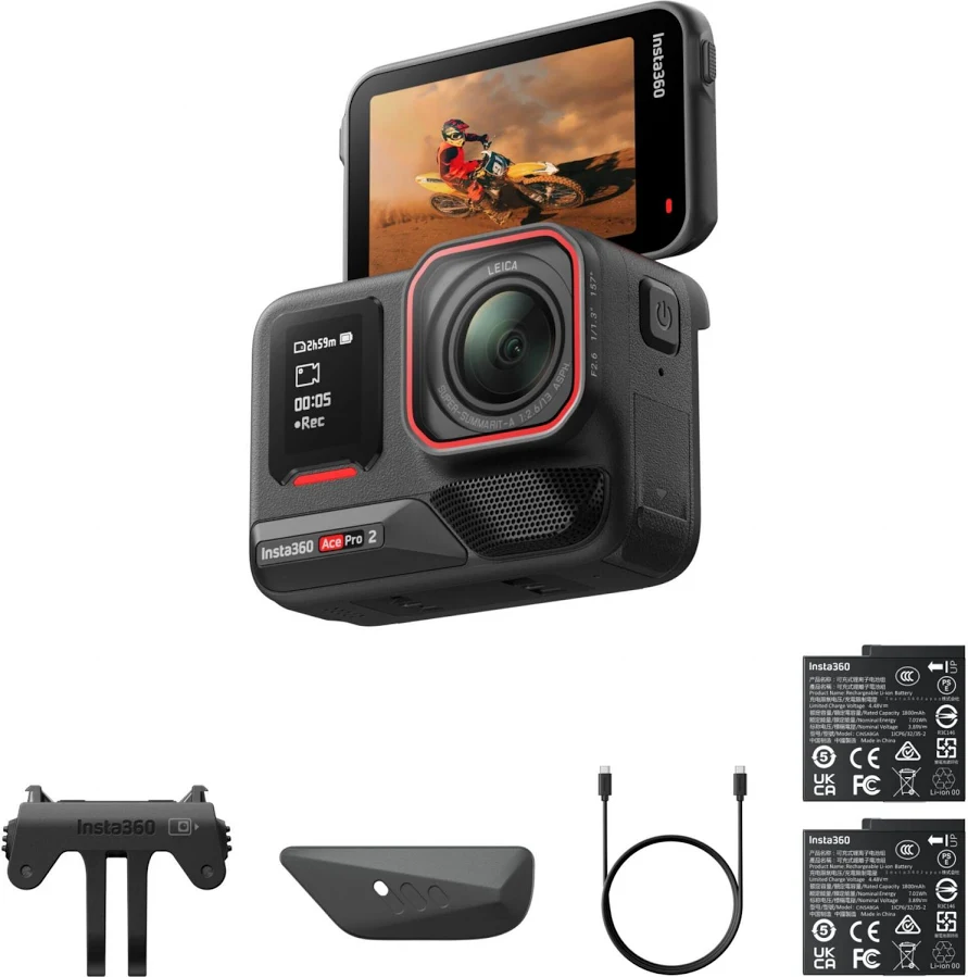 INSTA 360 ACE PRO 2 8K AI-POWERED ACTION CAMERA WITH DUAL BATTERY BUNDLE BLACK CINSBBGA WITH XPLORER GRIP KIT thumbnail 7