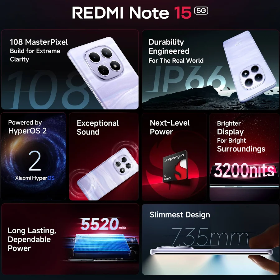 MI REDMI NOTE 15 8GB RAM 256GB ROM PURPLE thumbnail 24