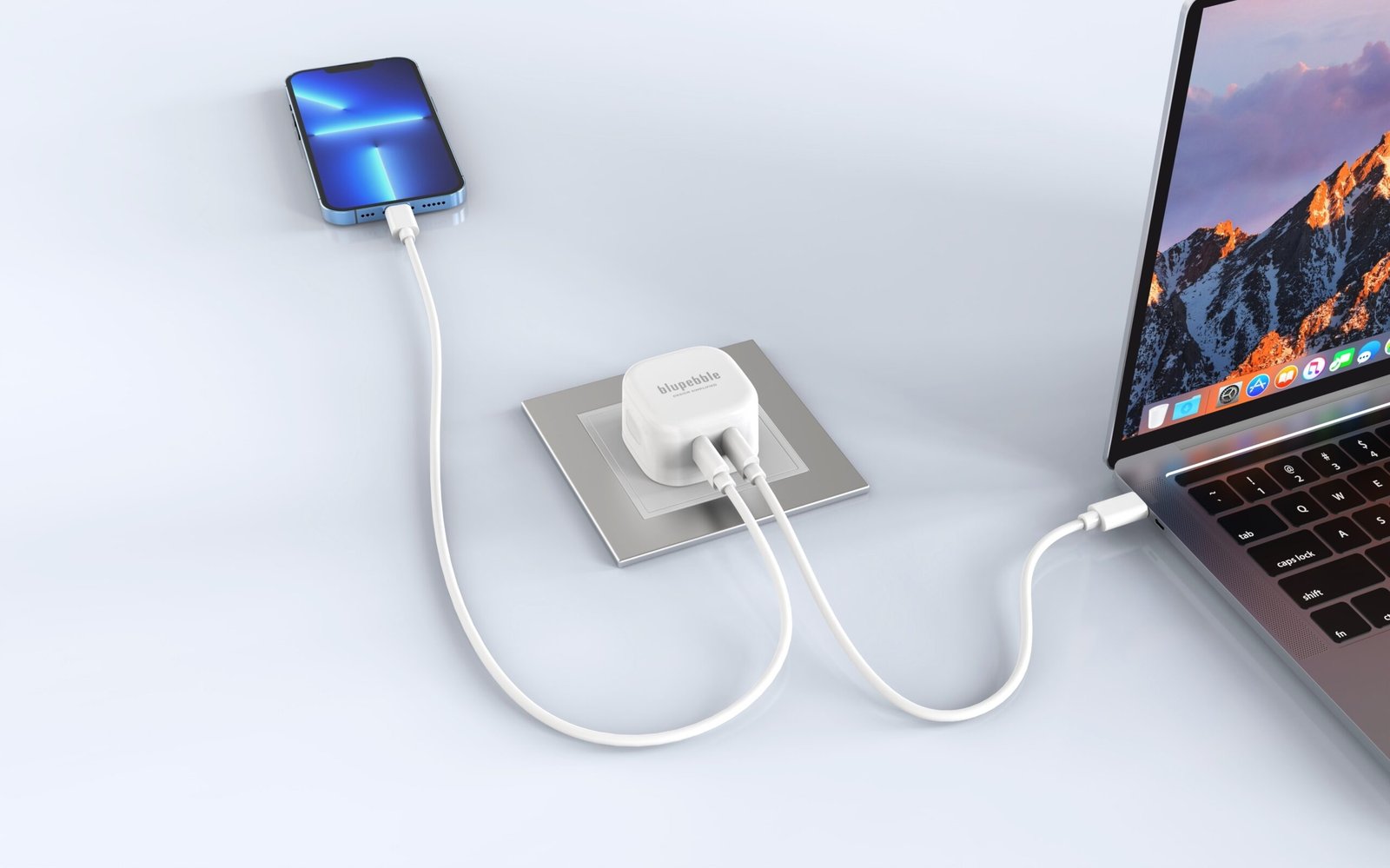BLUPEBBLE 2 PORT PD GAN FAST CHARGER 65W WHITE BP-PD65GANUK-WH thumbnail 10