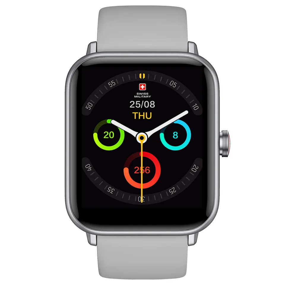SWISS MILITARY ALPS 4 SILVER WATCH WITH GRAY SILICONE STRAP SM-WCH-ALPS4-BLKF-GRYSS thumbnail 4