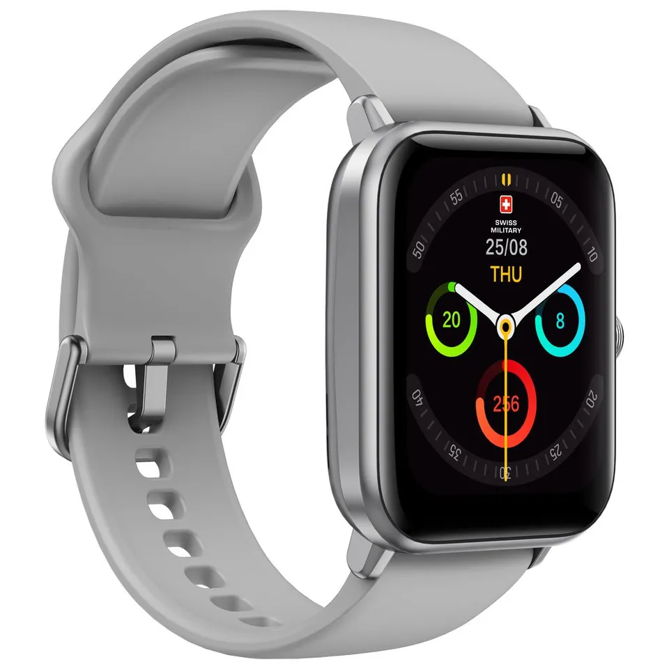 SWISS MILITARY ALPS 4 SILVER WATCH WITH GRAY SILICONE STRAP SM-WCH-ALPS4-BLKF-GRYSS thumbnail 5