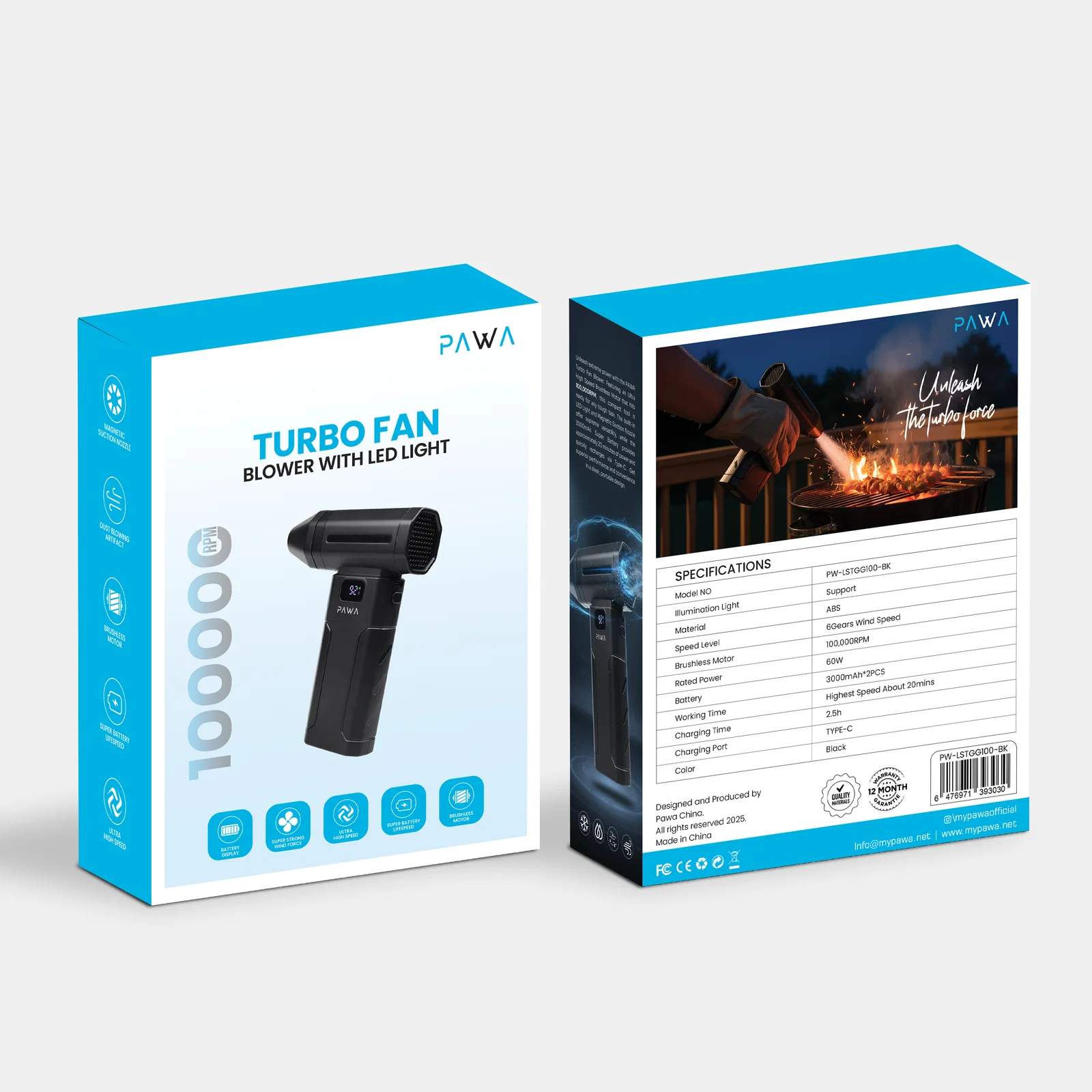 PAWA TURBO FAN BLOWER WITH LED LIGHT BLACK PW-LSTGG100-BK thumbnail 7