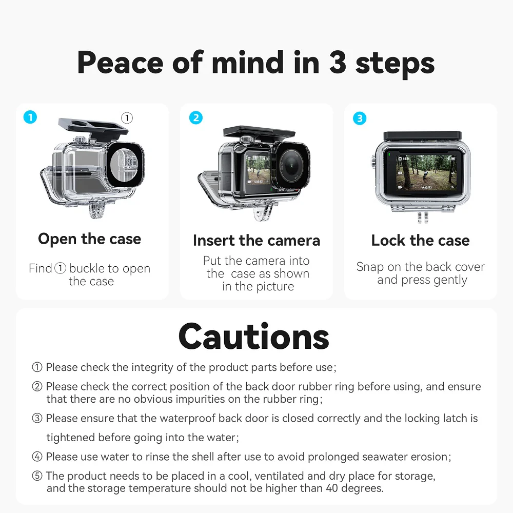 TELESIN ACTION 5 PRO WATERPROOF CASE OA-WTP-003 thumbnail 15