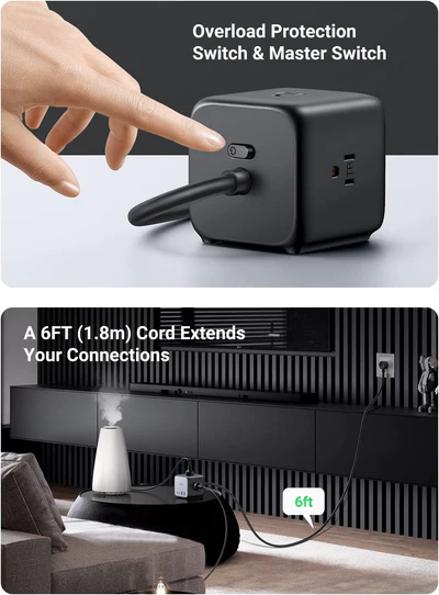 UGREEN GAN TECH 7 IN 1 65W DIGINEST CUBE POWER STRIP 90906 thumbnail 6