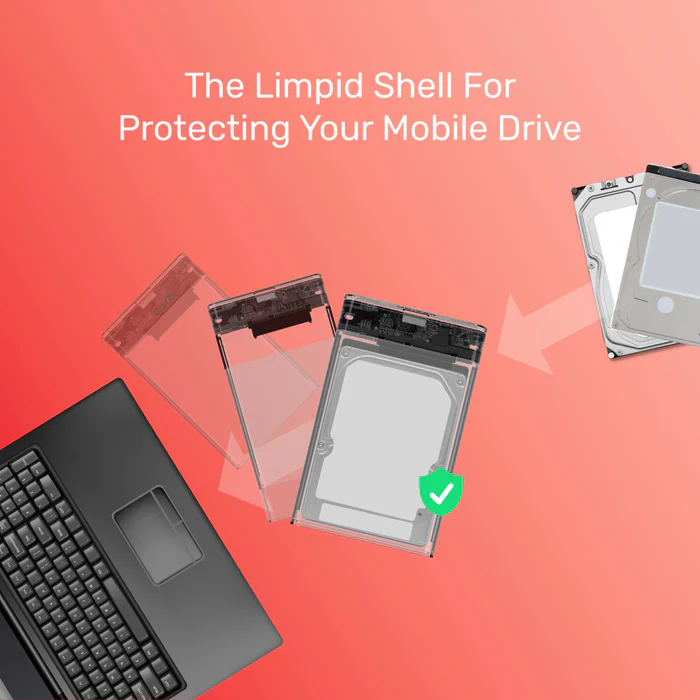 UNITEK 2.5 INCH SATA HARD DRIVE DISKGUARD LIMPID R BLACK S1103A thumbnail 15