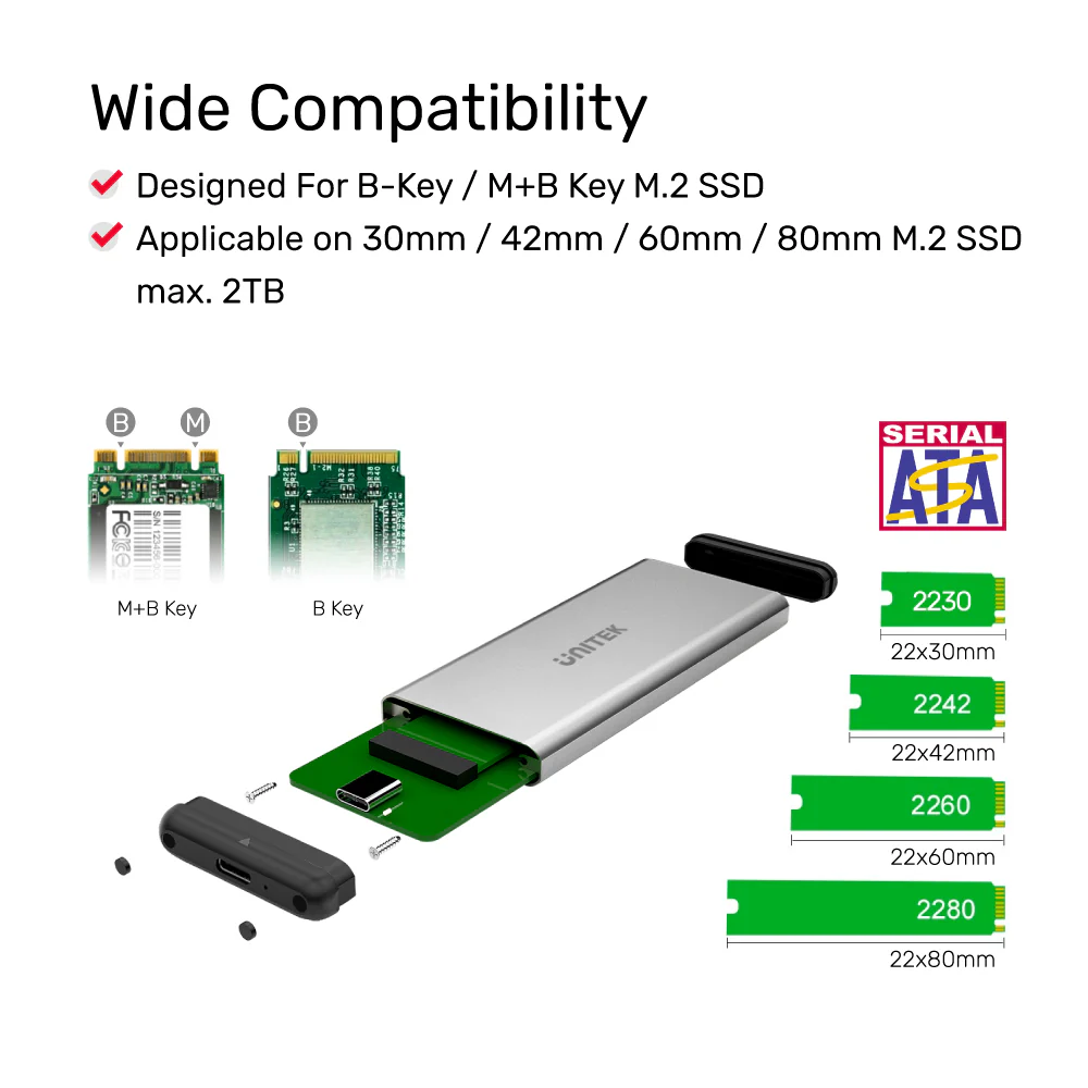 UNITEK USB-C TO M.2 SSD ENCLOSURE GRAY Y-3365 thumbnail 6