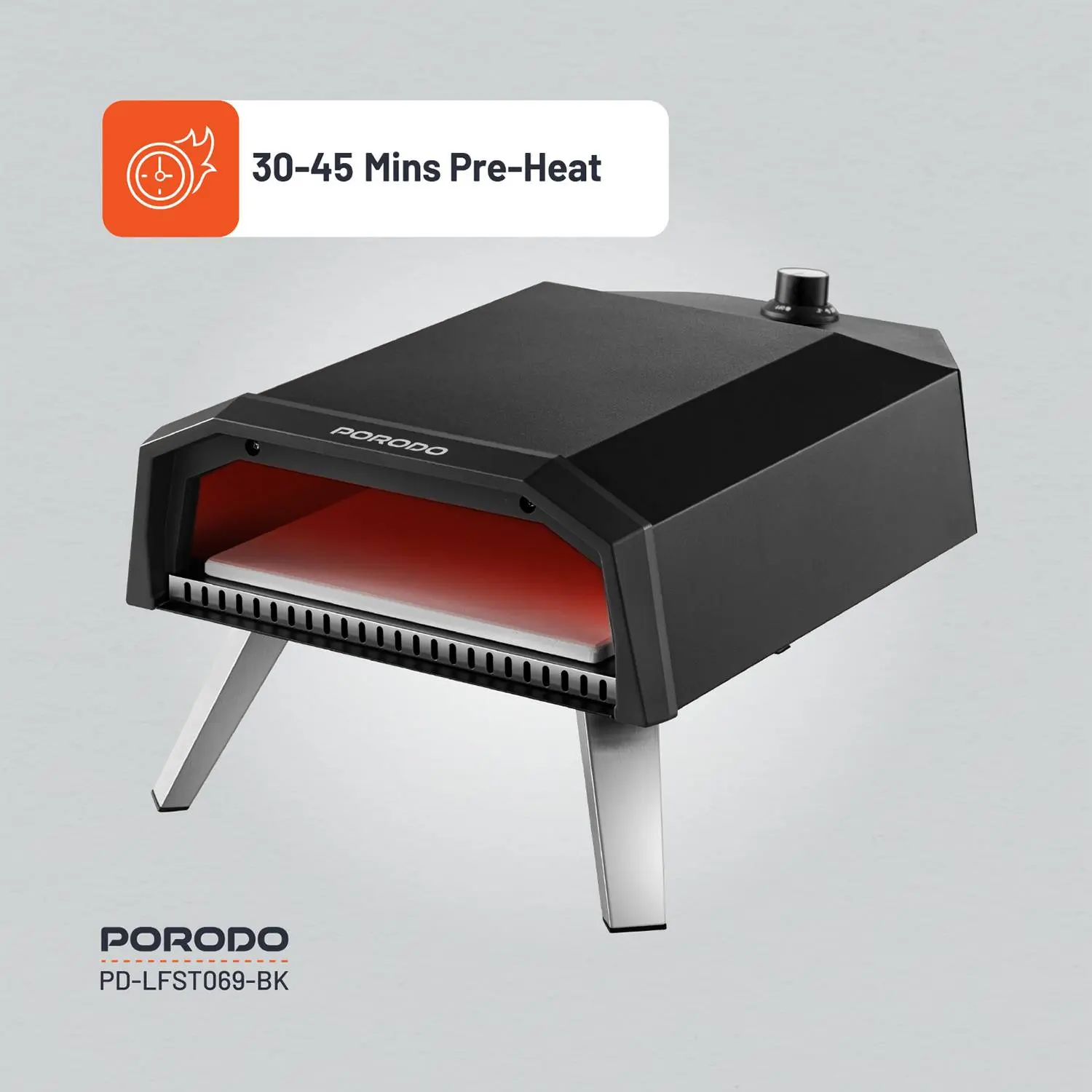 Porodo Lifestyle 12-Inch Outdoor Pizza Oven - Black ,Portable & Efficient thumbnail 10