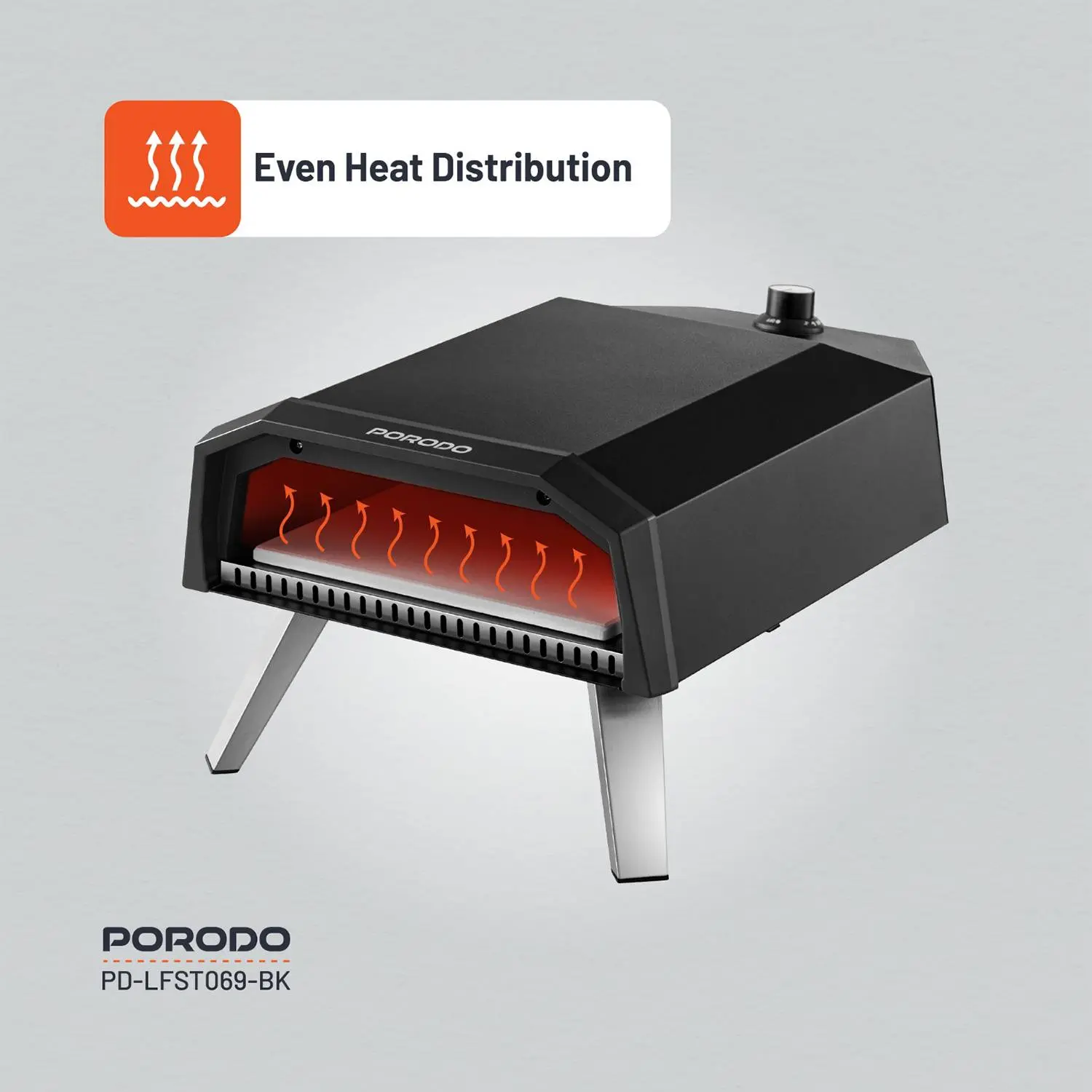 Porodo Lifestyle 12-Inch Outdoor Pizza Oven - Black ,Portable & Efficient thumbnail 21