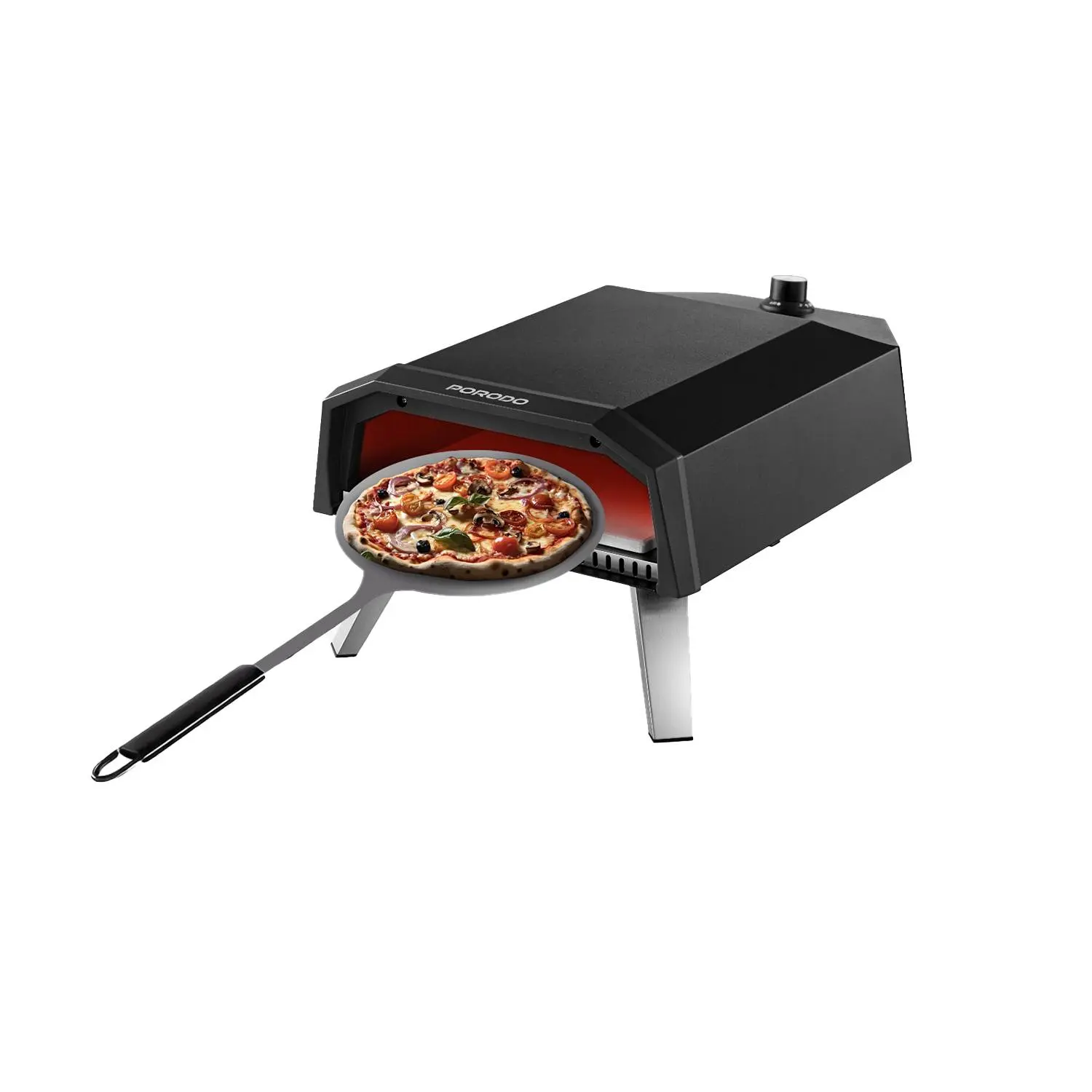 Porodo Lifestyle 12-Inch Outdoor Pizza Oven - Black ,Portable & Efficient