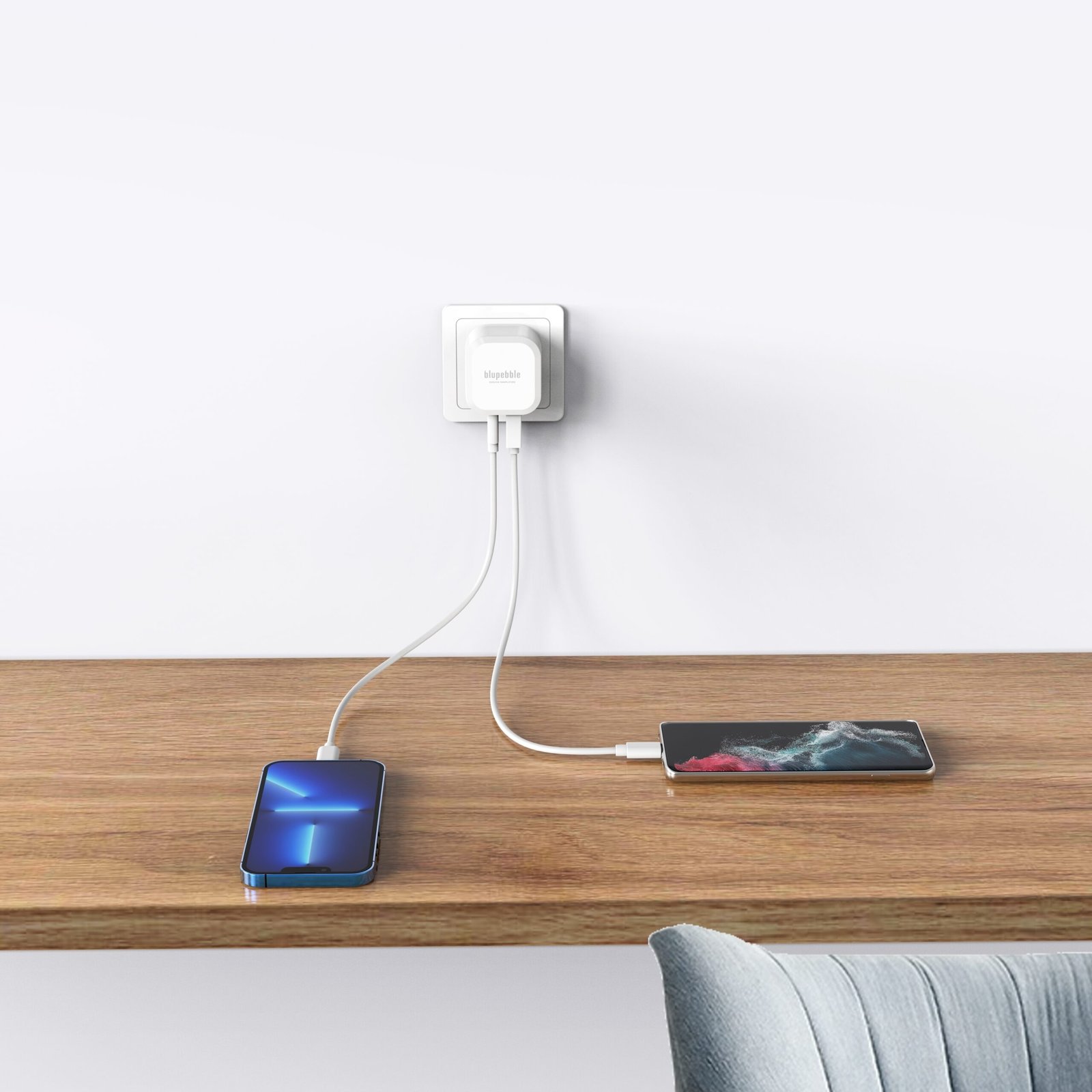 BLUPEBBLE 2 PORT PD GAN FAST CHARGER 45W WHITE BP-PD45GANUK-WH thumbnail 24