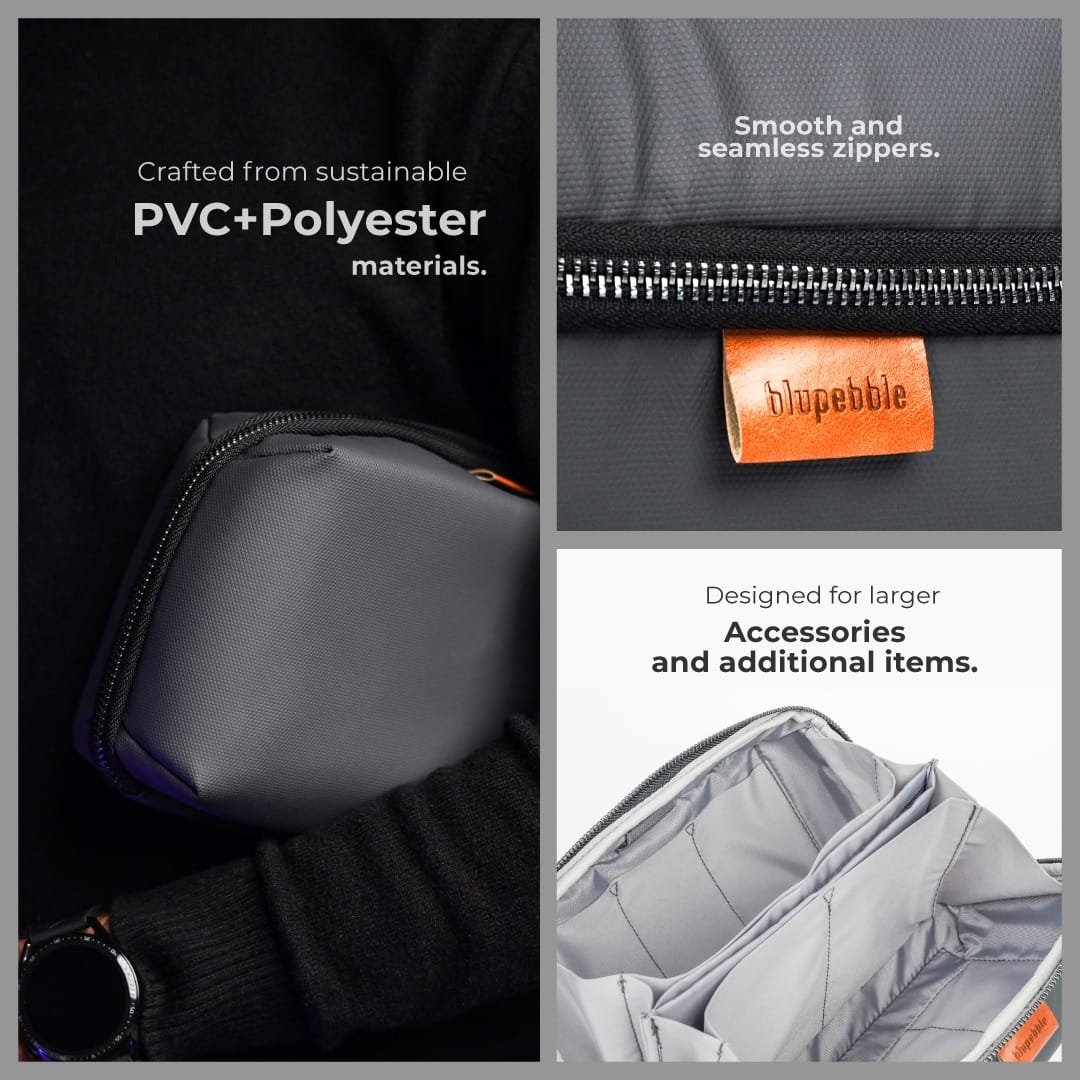 Blupebble Urban Pebble Gear Mobile Accessories Storage Bag in Dark Grey thumbnail 9