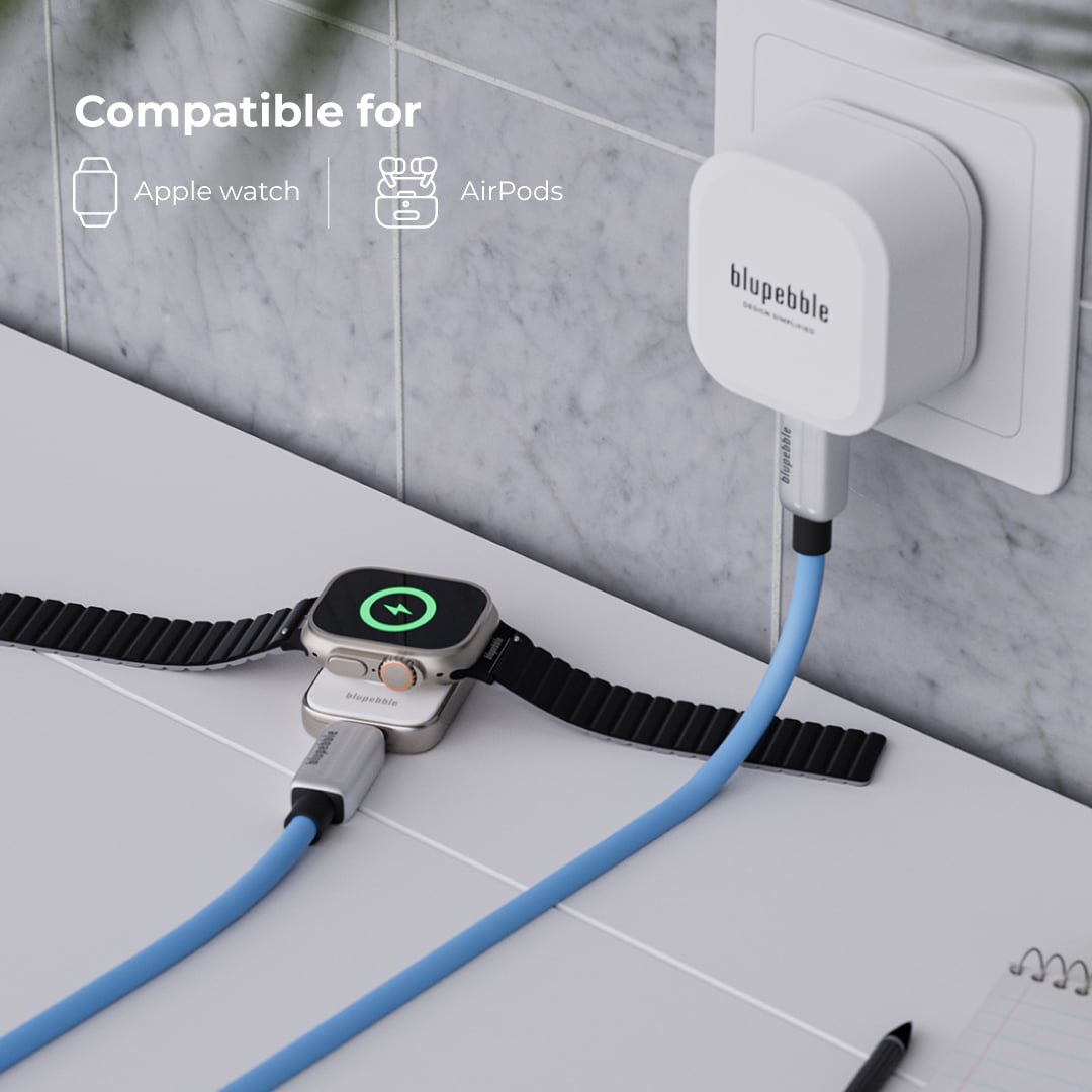 Bluepebble Mini Mag Portable Wireless Magnetic 5W USB-C Charger - For Watch and AirPods - White BP-MINIMAG5W-WHTI thumbnail 3