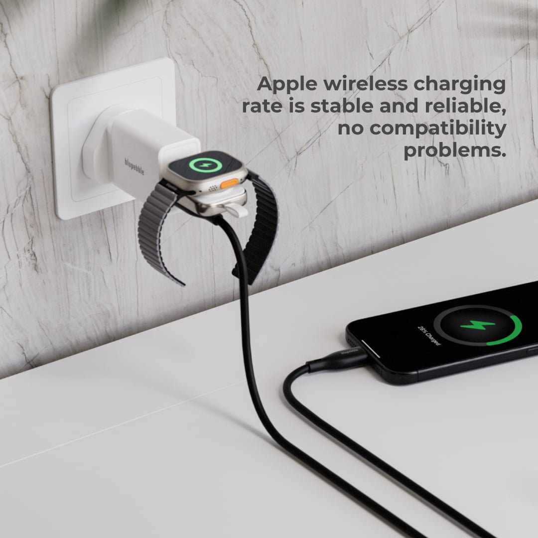 Bluepebble Mini Mag Portable Wireless Magnetic 5W USB-C Charger - For Watch and AirPods - White BP-MINIMAG5W-WHTI thumbnail 8